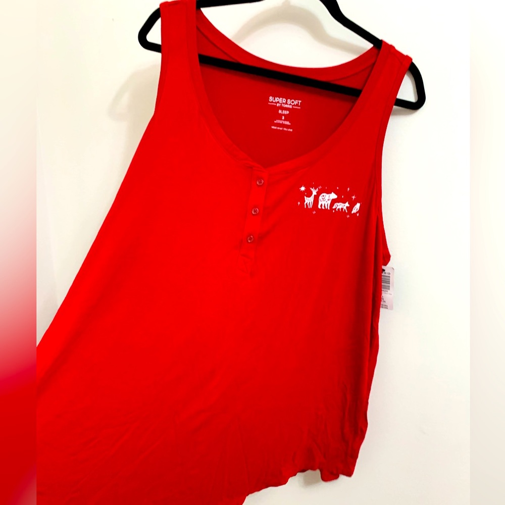 Torrid Christmas Deer Bear Fox Owl Super Soft Sleep Tank Top - 3X - 22/24 NEW